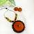 Orange fabric wooden beads neckset