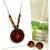 Maroon fabric wooden beads neckset