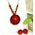 Red fabric wooden beads neckset