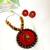 Red fabric wooden beads neckset