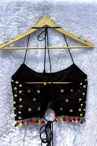 Black-multicolor-sequin-hand-work-rupiyana-top-kj10383