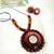 Pink fabric wooden beads neckset