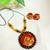 Brown fabric wooden beads neckset