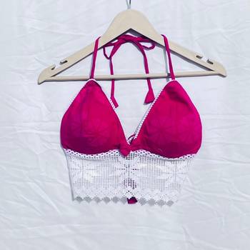 Pink-self-floral-print-chikan-lace-removable-pads-bra-kj10391 1