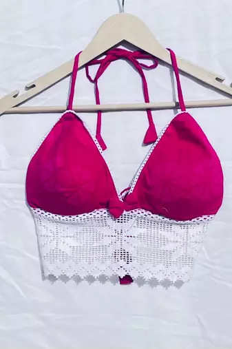 Pink-self-floral-print-chikan-lace-removable-pads-bra-kj10391