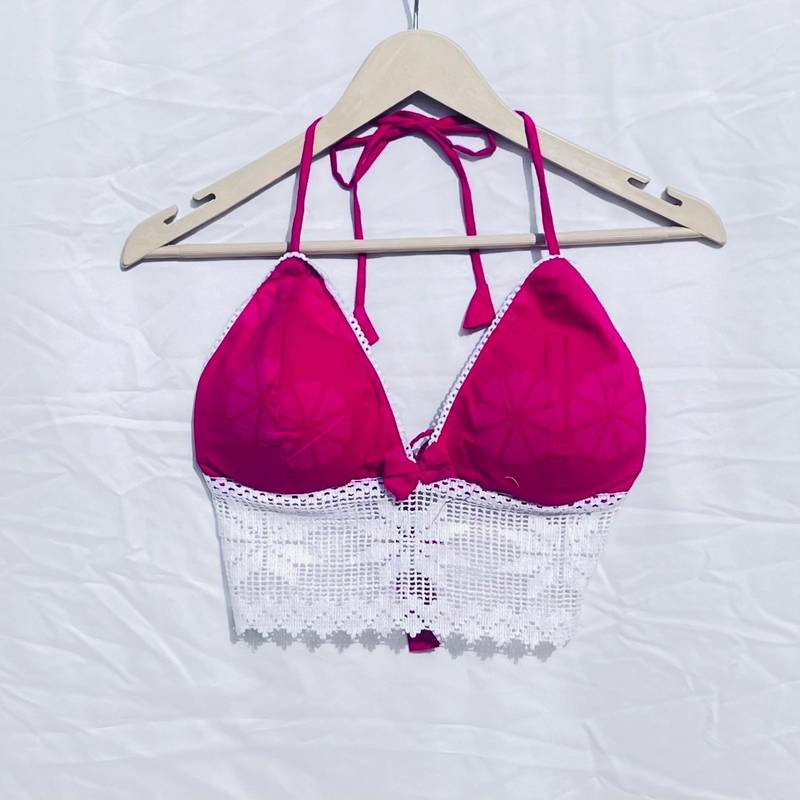 Pink-self-floral-print-chikan-lace-removable-pads-bra-kj10391