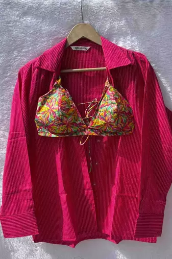 Pink-kantha-shirt-and-multicolor-frill-bra-combo-kj10382