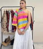 Multicolor-lehariya-stripe-off-shoulder-kurti-kj10388