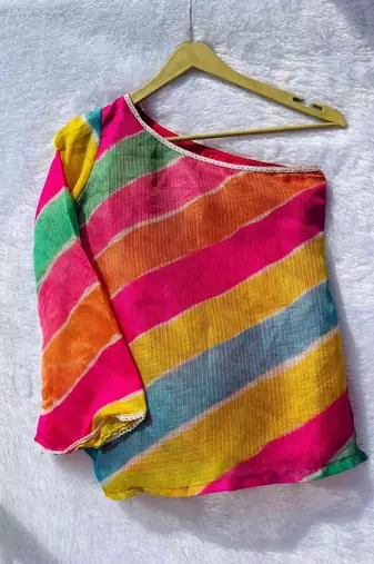 Multicolor-lehariya-stripe-off-shoulder-kurti-kj10388