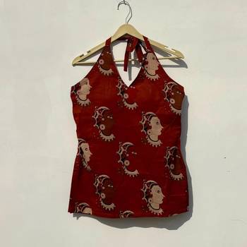 Brown-mudra-face-halter-neck-kurti-kj10411 1