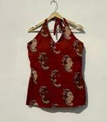 Brown-mudra-face-halter-neck-kurti-kj10411