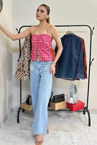 Pink-retro-removable-padded-top-kj10461