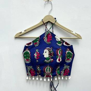 Navratri-blue-face-mudra-criss-cross-padded-top-kj10467 1