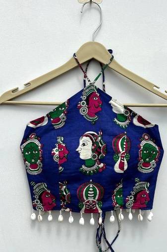 Navratri-blue-face-mudra-criss-cross-padded-top-kj10467