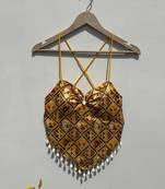 Navratri-yellow-shimmer-mudra-v-shape-padded-top-kj10469