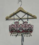 Navratri-mirror-embroidery-white-red-chaap-printed-criss-cross-padded-top-kj10471