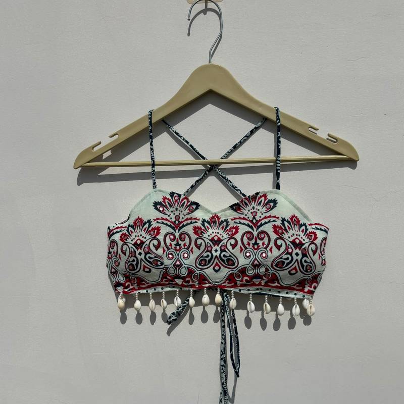 Navratri-mirror-embroidery-white-red-chaap-printed-criss-cross-padded-top-kj10471