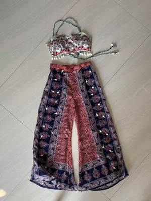 Navratri-white-red-chaap-with-mirror-embroidery-and-plazzo-kj10483 2