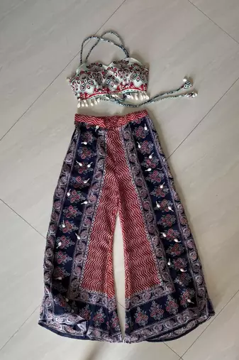 Navratri-white-red-chaap-with-mirror-embroidery-and-plazzo-kj10483