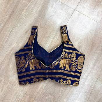 Navy-blue-brocade-elephant-blouse-900-fal10484 2