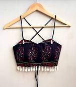 Navratri-black-floral-butta-with-shell-padded-top-kj10487