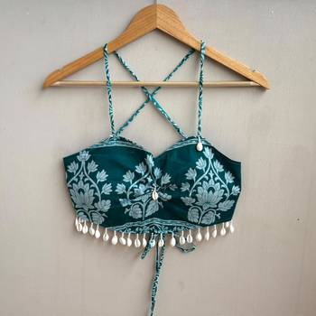 Navratri-teal-green-floral-butta-with-shell-padded-top-kj10488 1