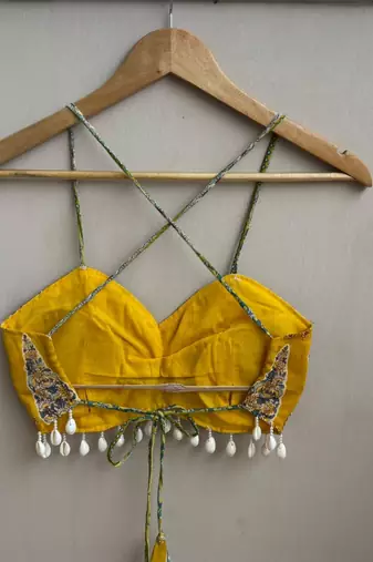 Navratri-yellow-leafy-with-shell-padded-top-kj10490