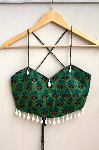 Navratri-green-butti-with-shell-padded-top-kj10492