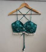 Navratri-rama-green-jaal-with-shell-padded-top-kj10495