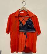 Orange-mul-shirt-and-blue-floral-bra-combo-kj10497
