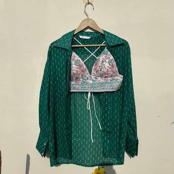 Rama-green-small-butti-mul-shirt-and-white-floral-bra-combo-kj10498 1
