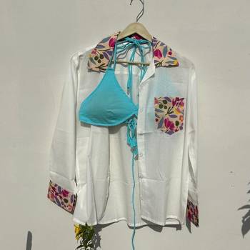 Pink-floral-patch-shirt-and-blue-snail-bra-combo-kj10506 1