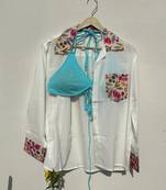 Pink-floral-patch-shirt-and-blue-snail-bra-combo-kj10506
