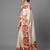 Cream printed satin saree with blouse piece