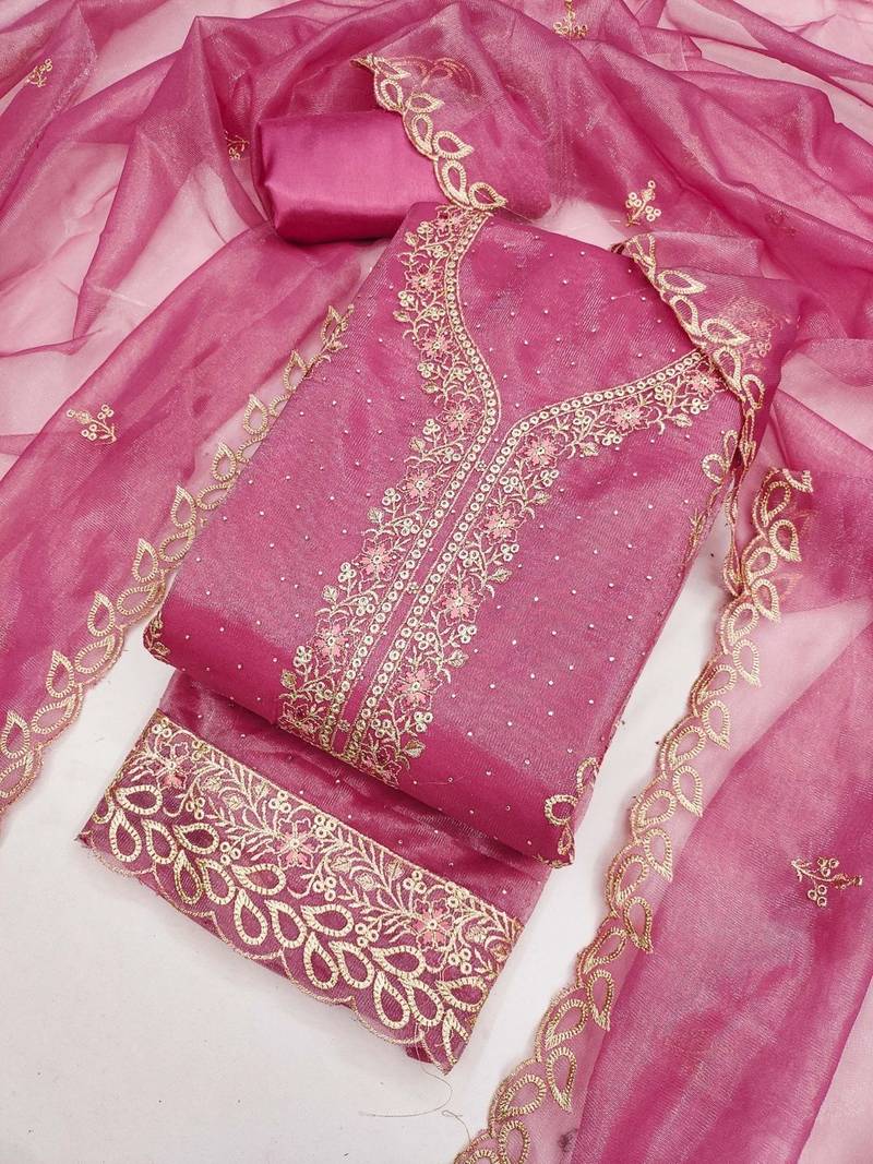 Embroidered Unstitched Dress Material