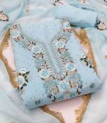 Floral Embroidered Beads And Stones Silk Georgette Unstitched Dress Material