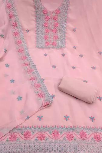 Embroidered Silk Georgette Unstitched Dress Material