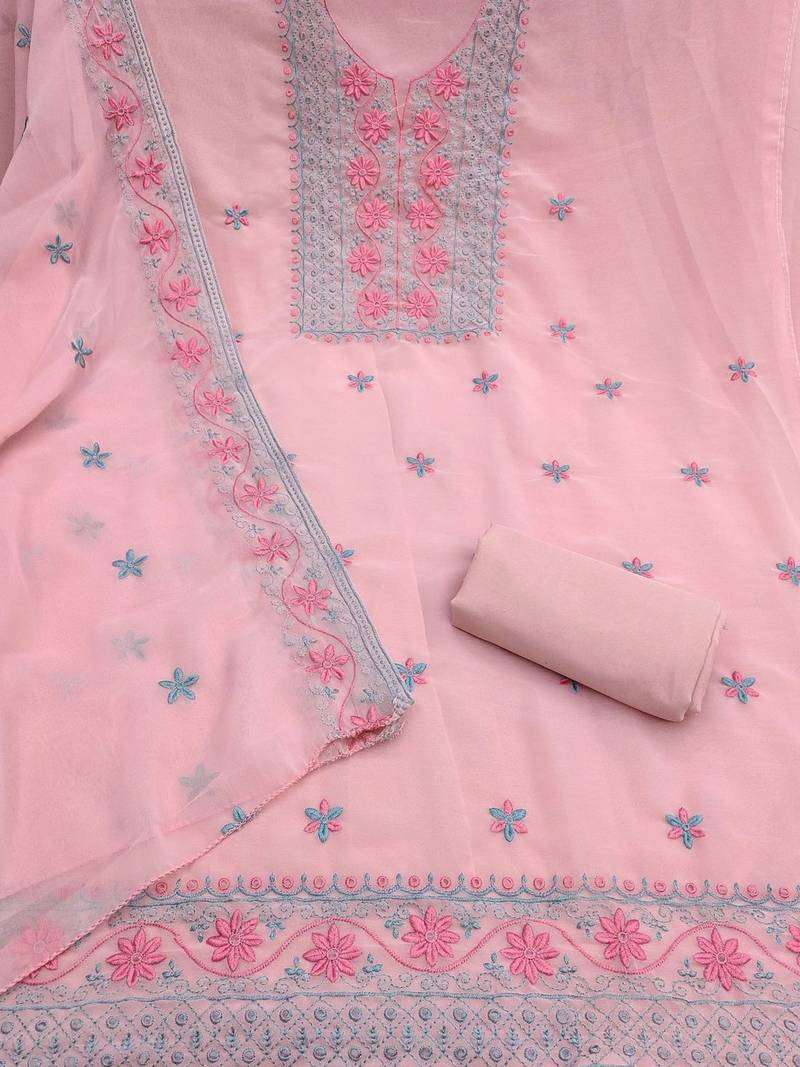 Embroidered Silk Georgette Unstitched Dress Material
