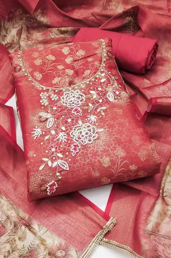 Embroidered Unstitched Dress Material