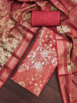 Embroidered Unstitched Dress Material 3