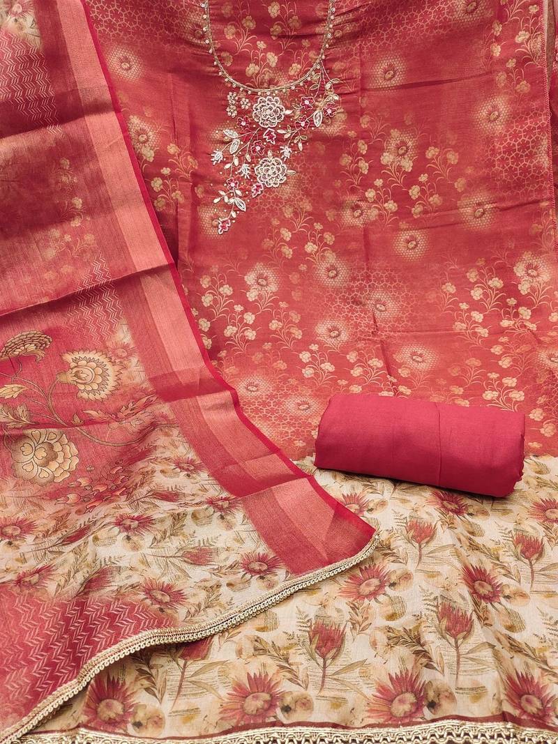 Embroidered Unstitched Dress Material