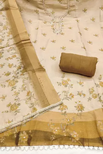 Printed Linen Unstitched Dress Material