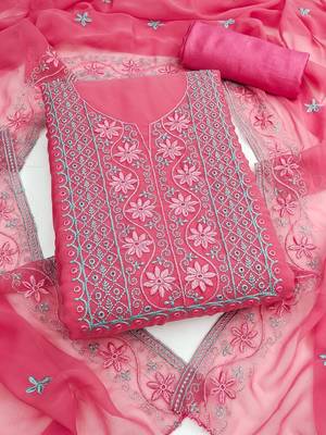 Embroidered Silk Georgette Unstitched Dress Material 1
