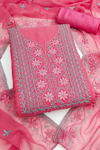 Embroidered Silk Georgette Unstitched Dress Material