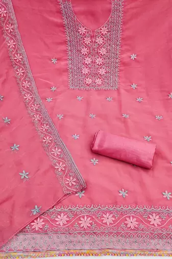Embroidered Silk Georgette Unstitched Dress Material