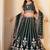 DARK GREEN  GEORGETTE PARTY WEAR EMBROIDERY SEMI STITCHED LEHENGA CHOLI 