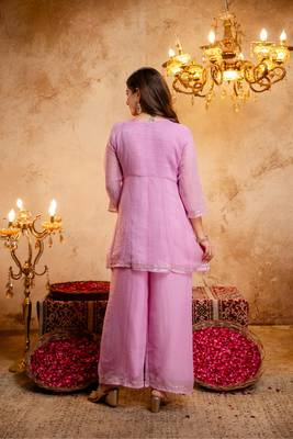  Embroidery Work Crunchy Straight Kurta Palazzo and Dupatta Set 4