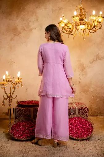  Embroidery Work Crunchy Straight Kurta Palazzo and Dupatta Set
