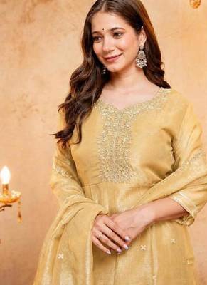  Embroidery Work Crunchy Straight Kurta Palazzo and Dupatta Set 2