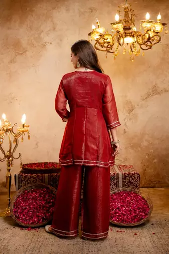  Embroidery Work Crunchy Straight Kurta Palazzo and Dupatta Set